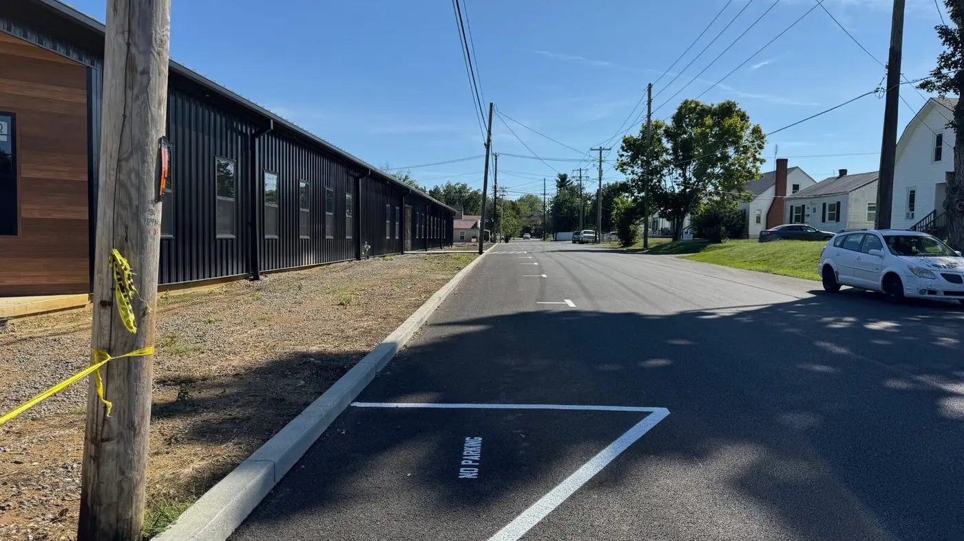Fresh curbside pavement markings